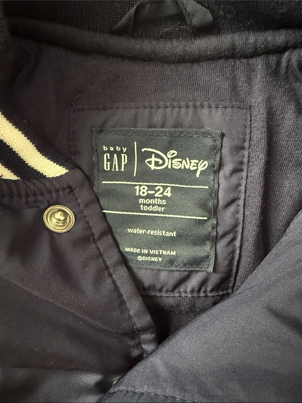 Baby Gap x Disney Navy Blue Toddler Button-Up Bomber Jacket